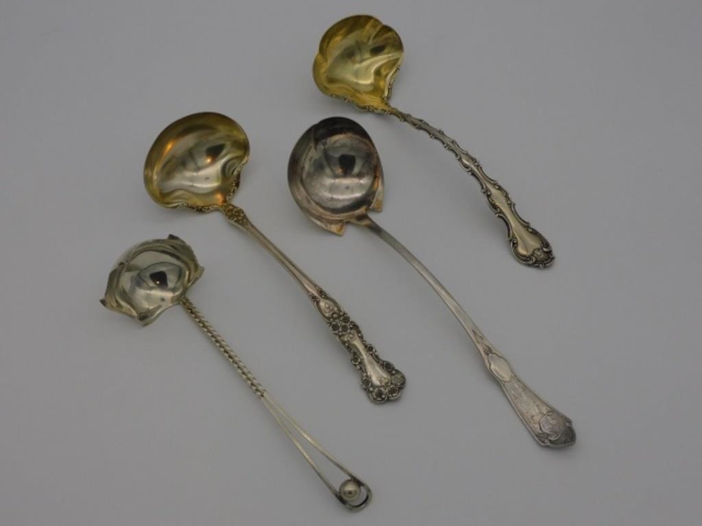(4) STERLING SILVER LADLES, TO