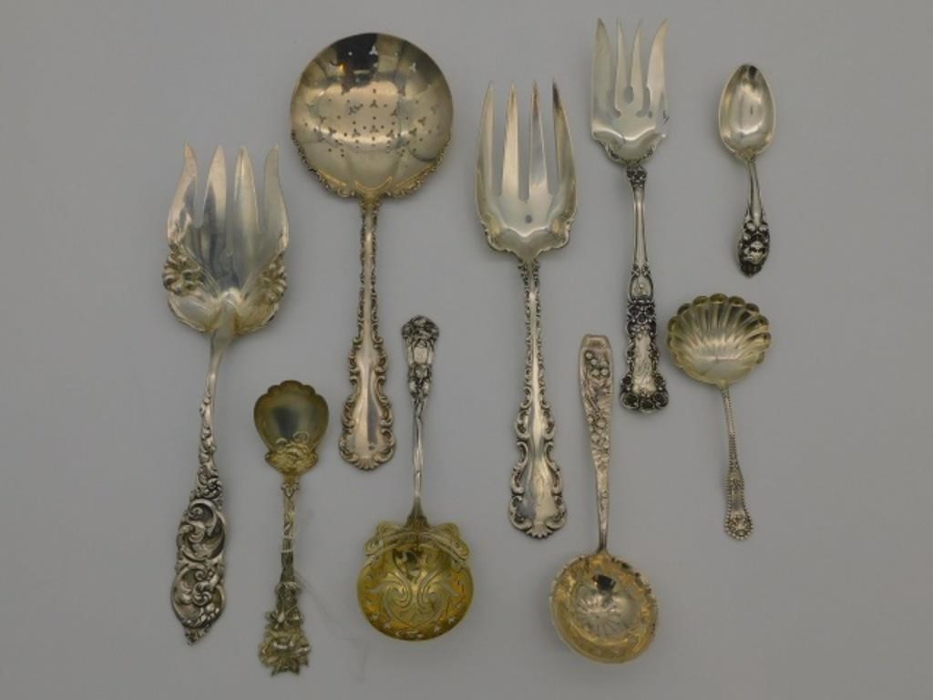 (9) ORNATE STERLING SILVER SERVING