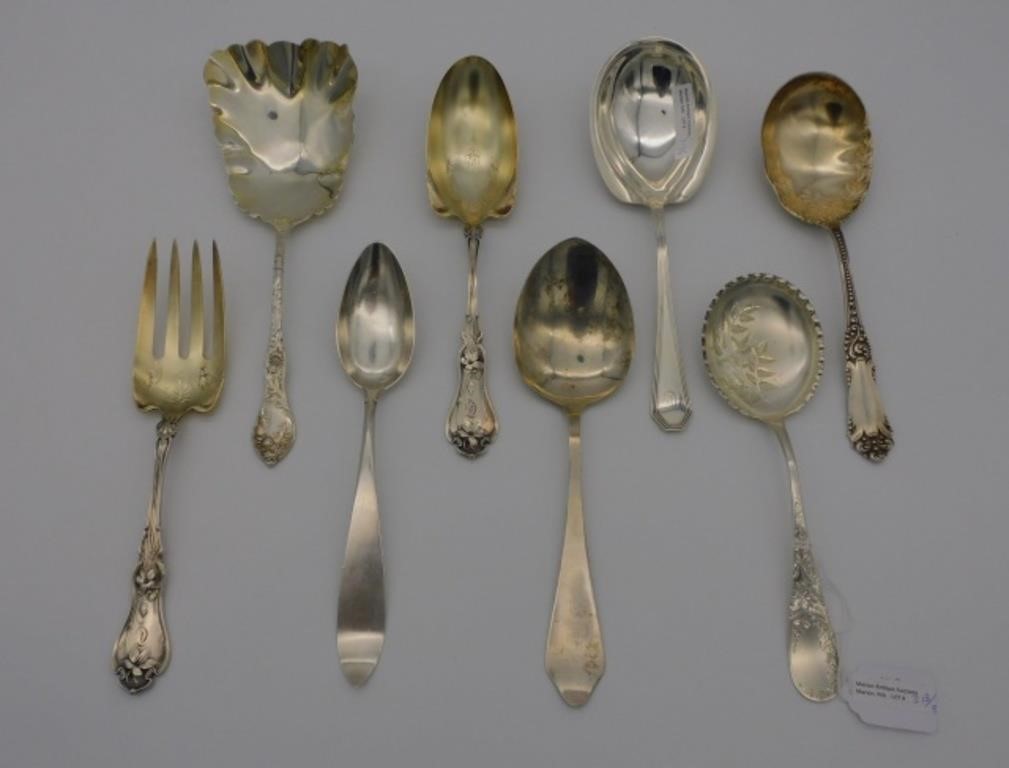  8 STERLING SILVER SERVING SPOONS 366686