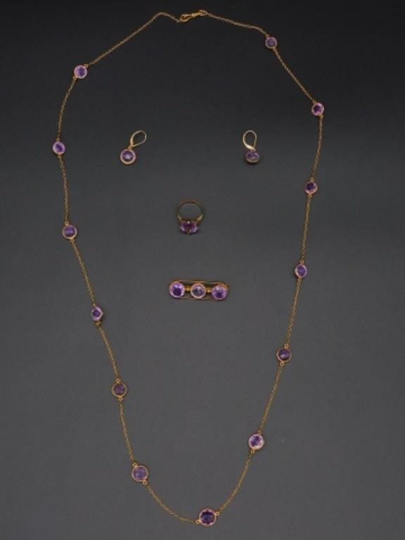 4-PIECE DEMI PARURE, 14KT AND 18KT