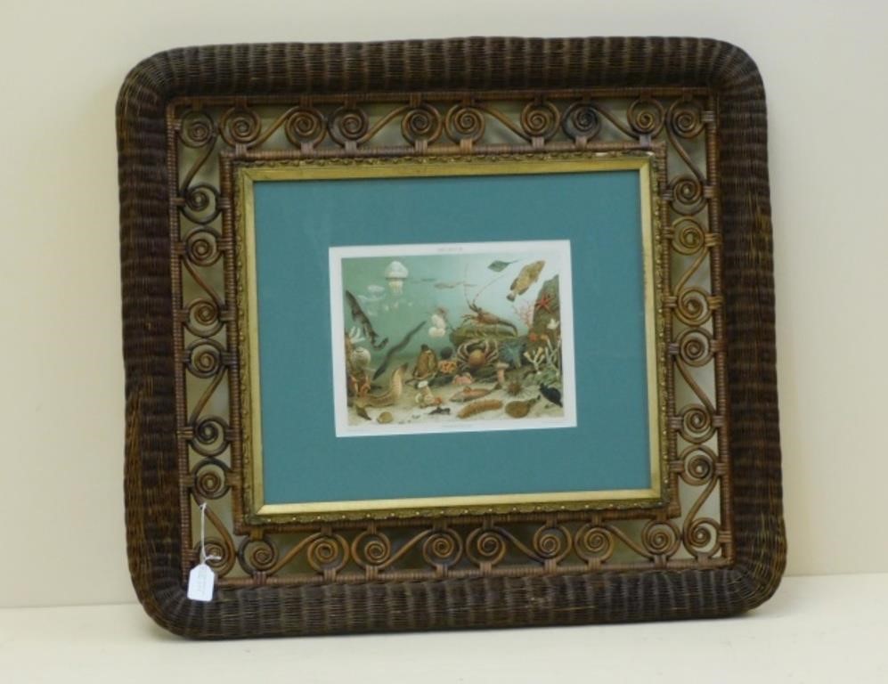 RARE VICTORIAN WICKER PICTURE FRAME  3666c1