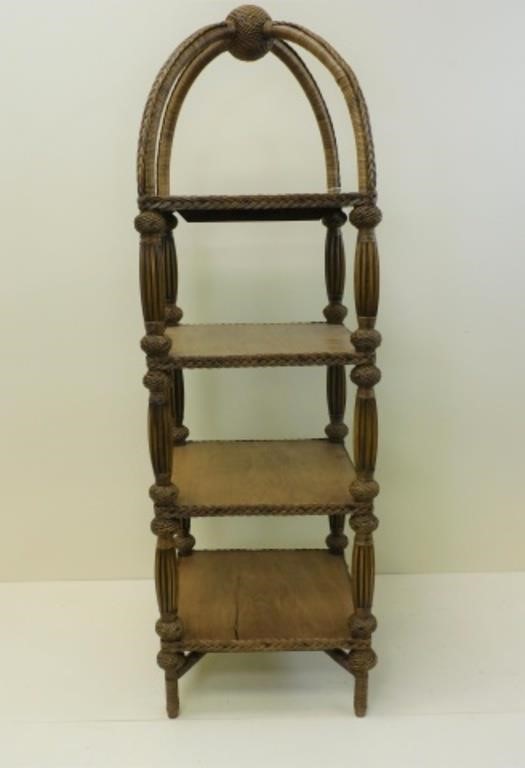 A FINE AND RARE FOUR TIERED WICKER