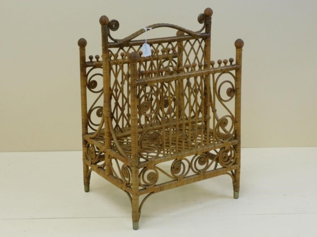 VICTORIAN WICKER MUSIC STAND, LATE 19TH