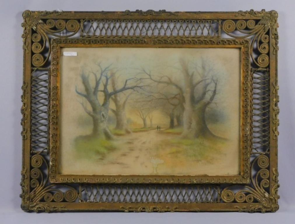 VICTORIAN WICKER AND GESSO PICTURE