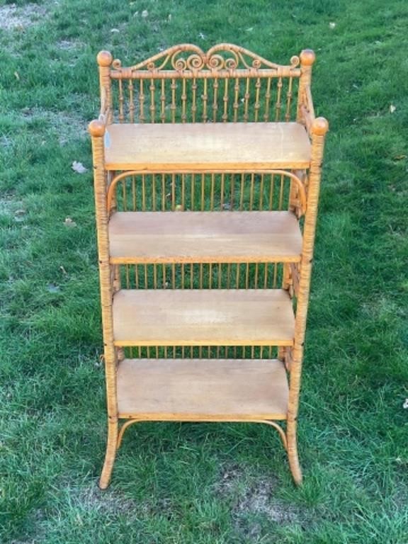 VICTORIAN WICKER ETAGERE, CA. 1898.