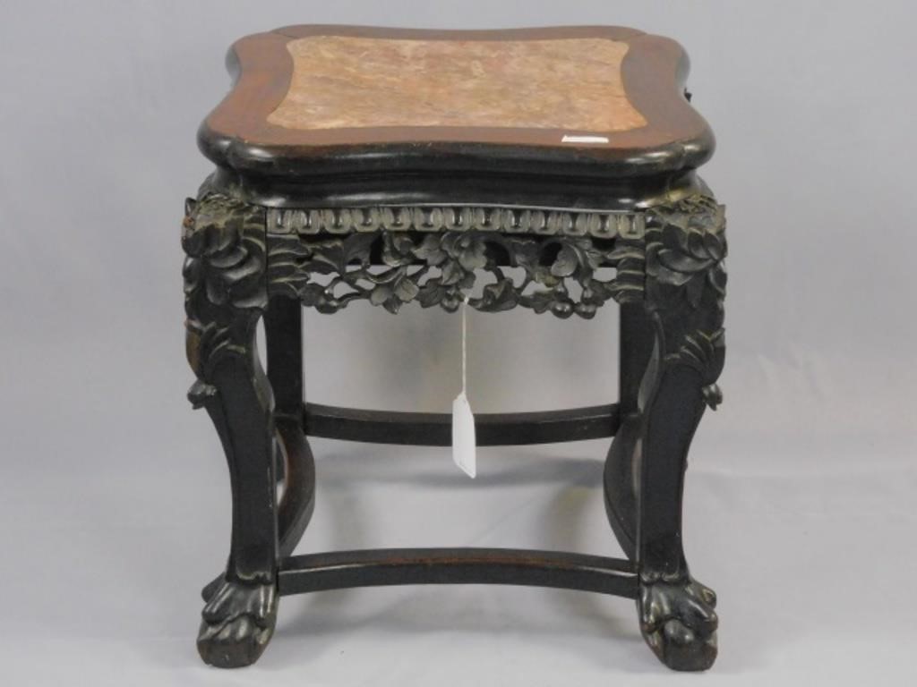 CHINESE CARVED ROSEWOOD MARBLE 3667a4