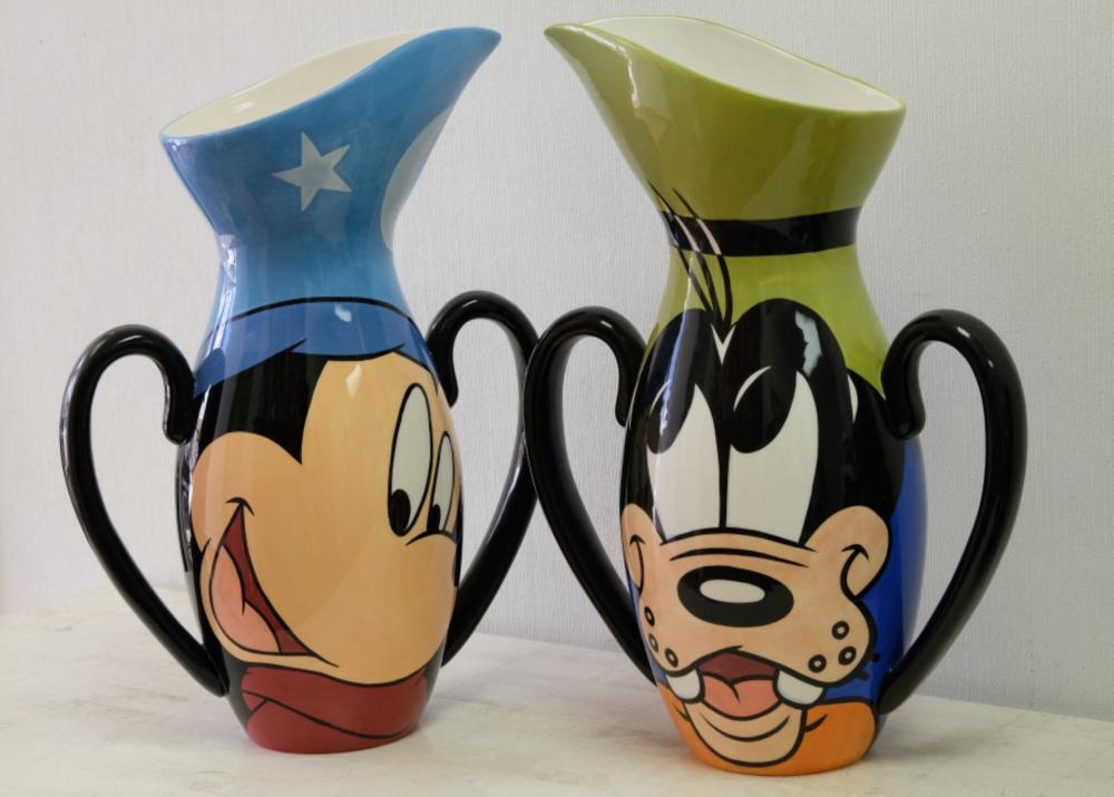 TWO LARGE DISNEY HANDLED PITCHER 366805