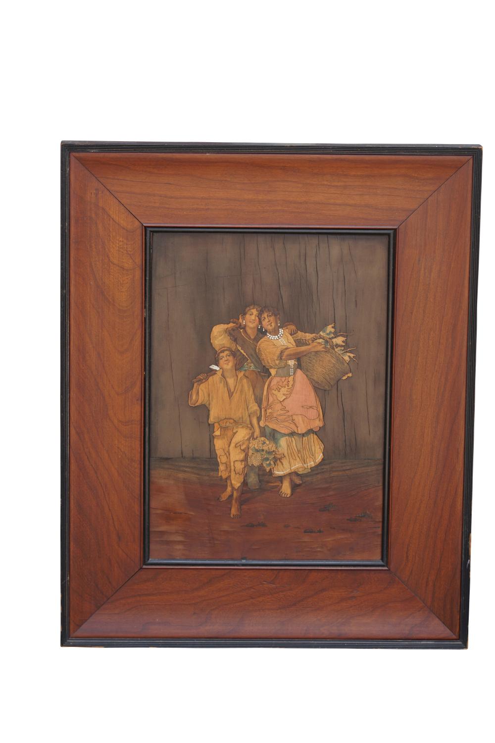 FRAMED MARQUETRY INLAY WORK OF