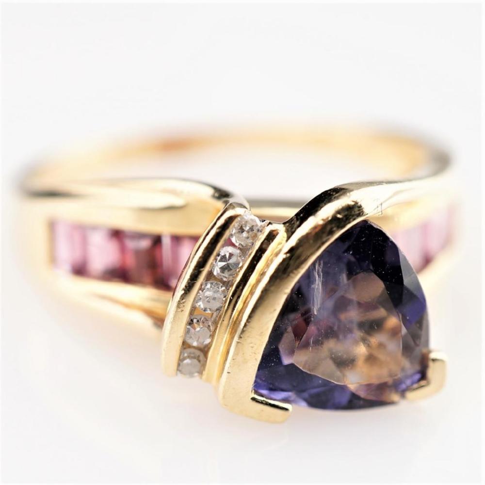 14K YG TANZANITE AND PINK SAPPHIRE