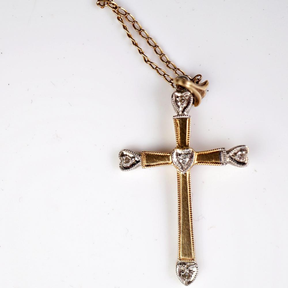 14K YG WG CROSS PENDANT14k Yellow 36689c