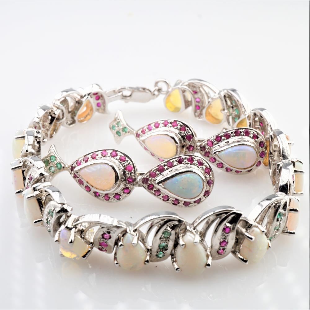 STERLING SILVER OPAL BRACELET AND