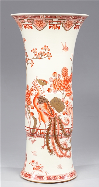 Chinese ceramic red and white tall