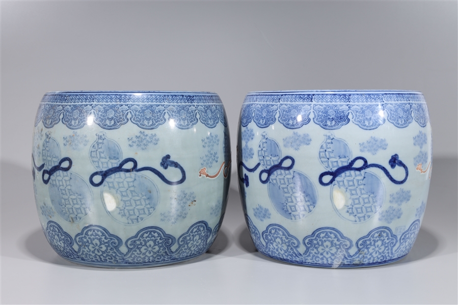 Two antique Japanese blue and white