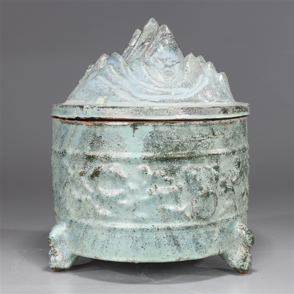 Chinese green glazed pottery tripod