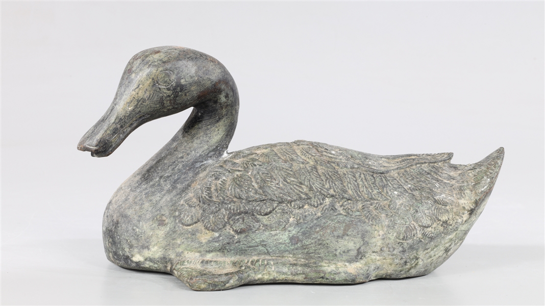 Vintage Chinese bronze duck figure  3669fd