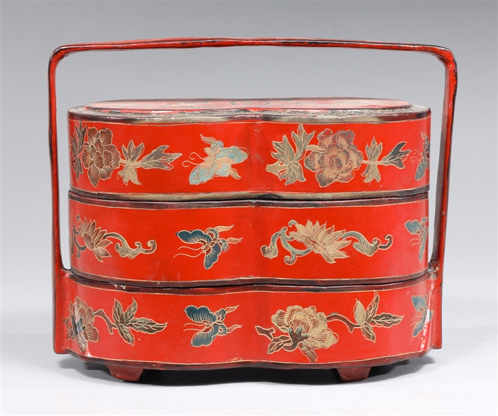 Chinese red lacquer stacking boxes  3669fe