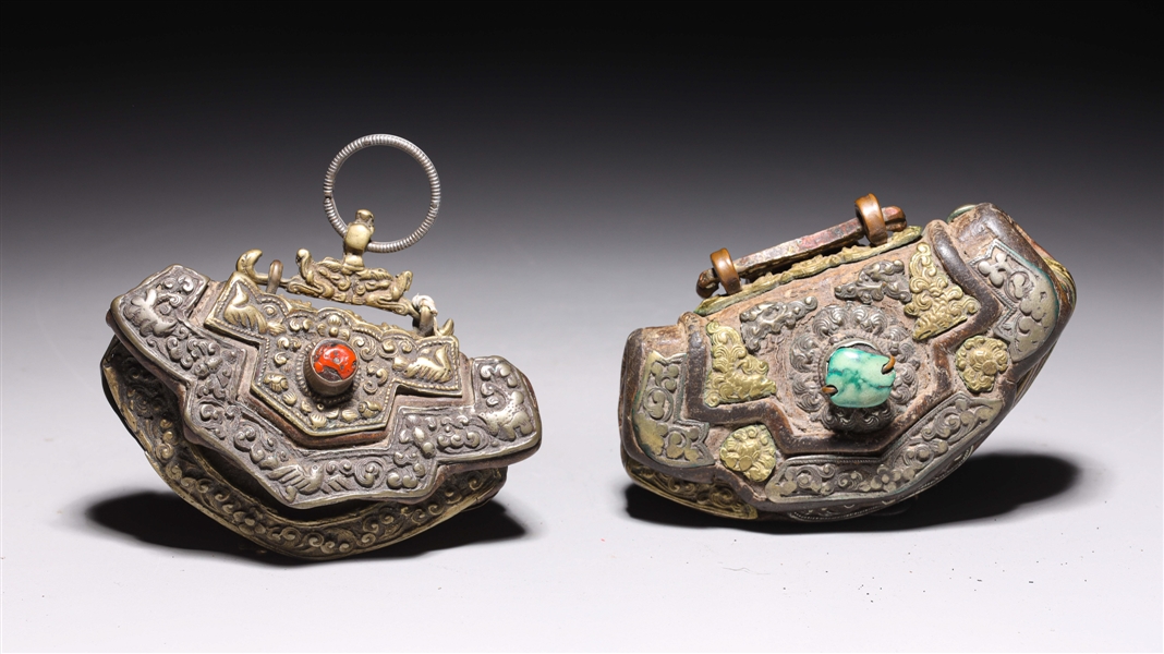 Pair of antique ornate Tibetan 366a4a