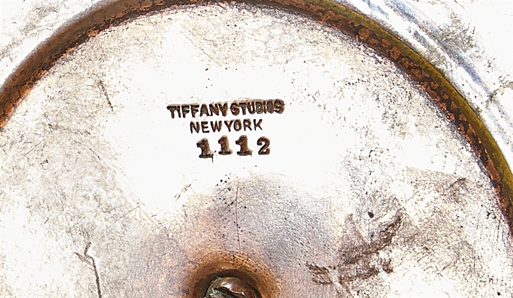 Art Deco Tiffany bronze inkwell; stamped
