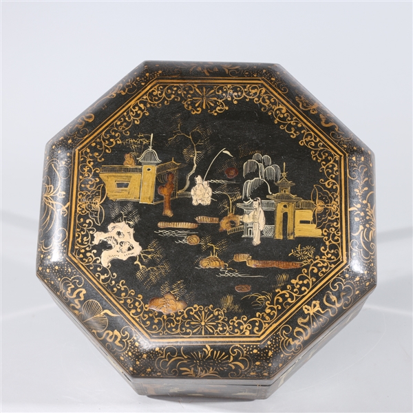 Chinese gilt lacquer octagonal