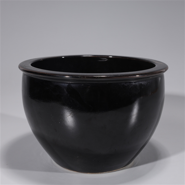 Chinese black porcelain vase; overall