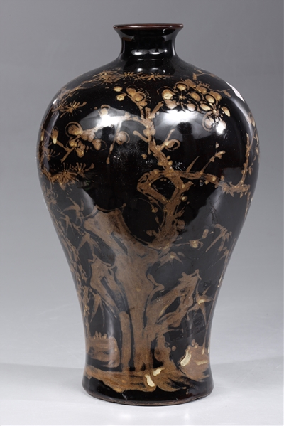 Chinese black glaze ceramic plum