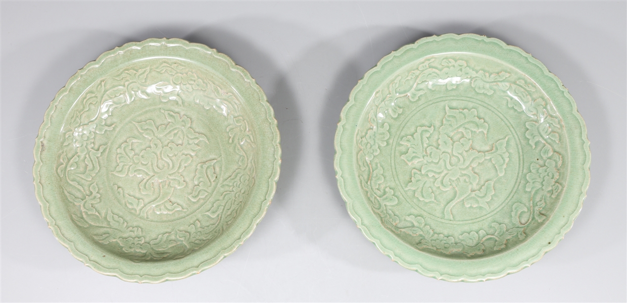 Pair of Chinese celadon glazed 366a9b