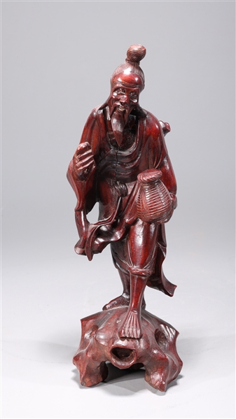 Chinese red lacquered wooden figure 366acd