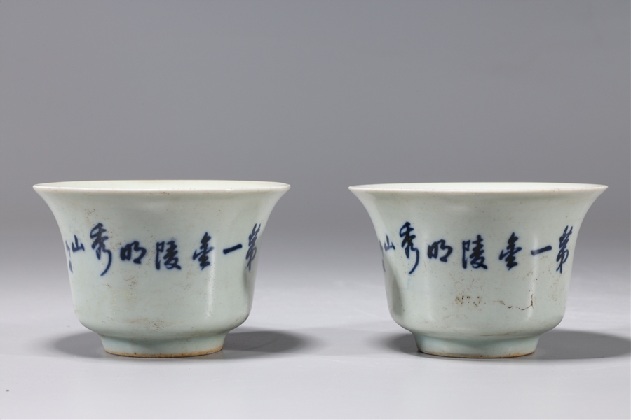 Two Chinese porcelain cups, each with