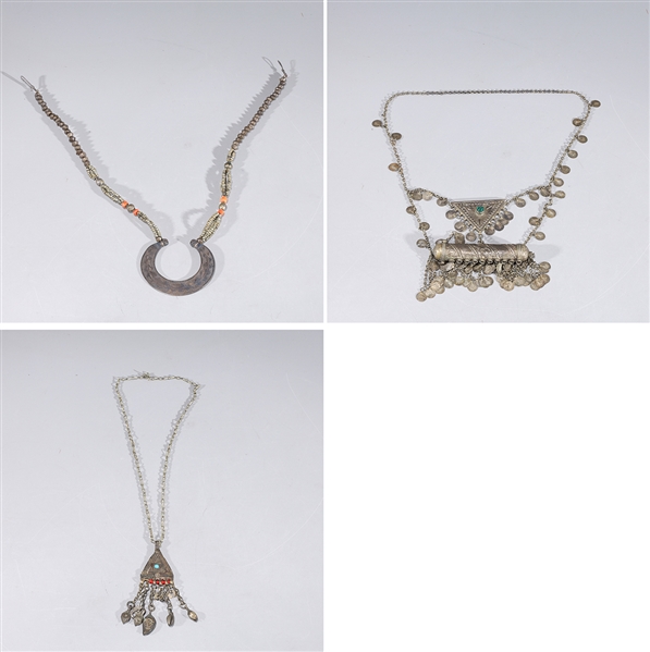 Three metal necklaces including 366ae3