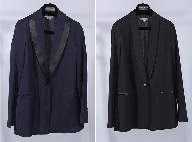 One black Vince blazer with shawl collar;