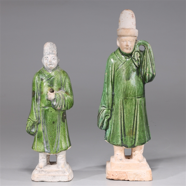 Pair Chinese green glazed ceramic 366b03