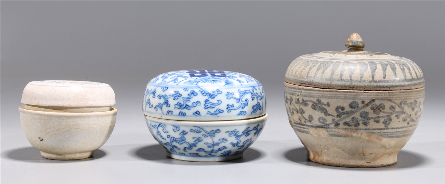 Three Chinese covered jars including 366afa