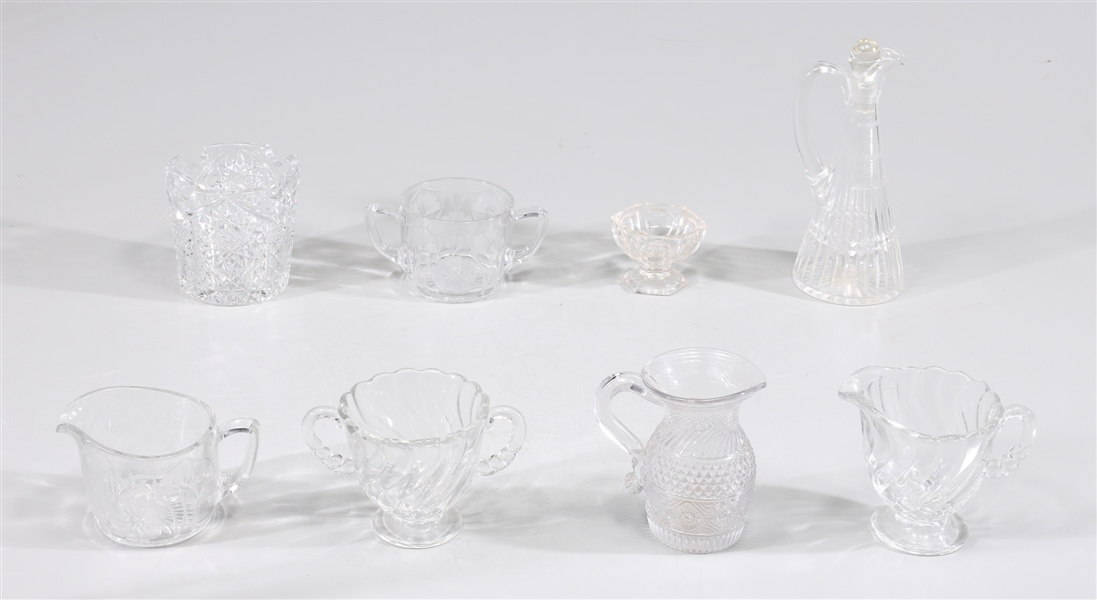 Group of eight vintage glass, bottle,