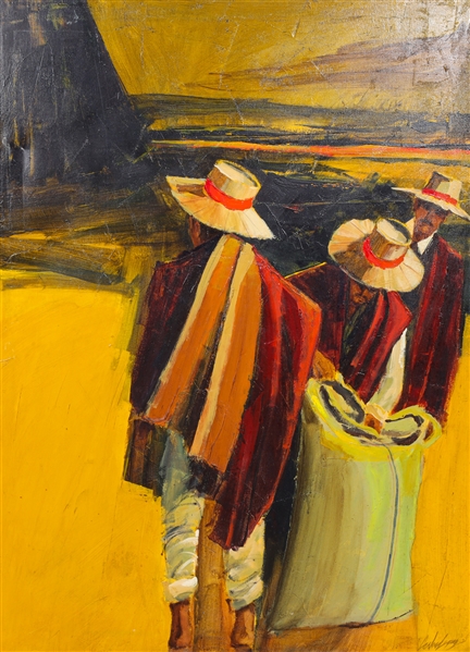 Oil on canvas Carlos Lopez, "Coffee