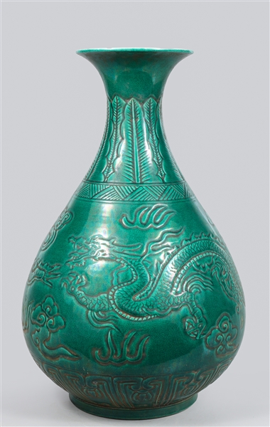 Large Chinese crackle green glazed