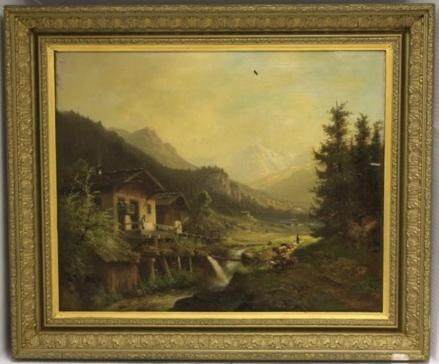 19TH C OIL PAINTING ON CANVAS  366bb3