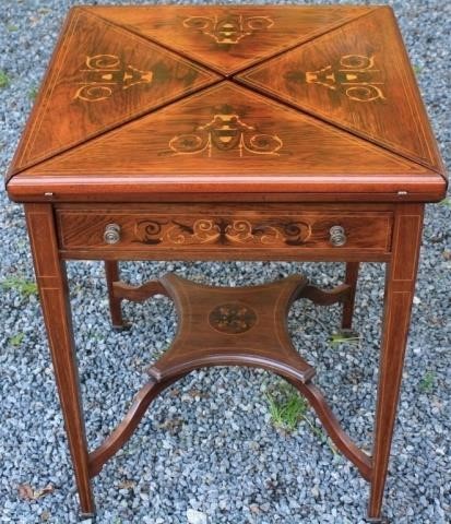 LATE 19TH C INLAID ROSEWOOD AND