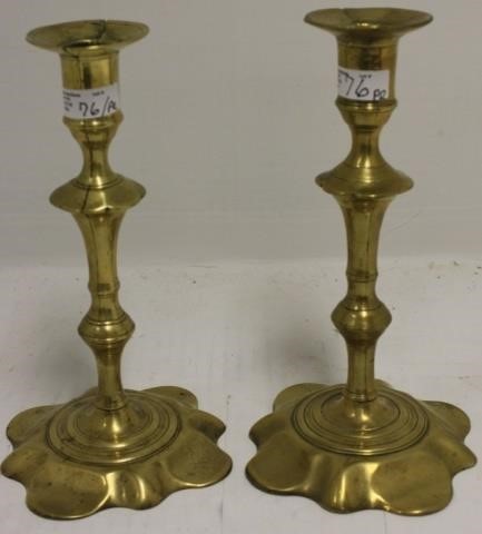 PAIR OF 18TH C BRASS QUEEN ANNE 366bd0