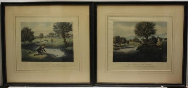 2 SIMILAR HANDCOLORED ENGRAVINGS,