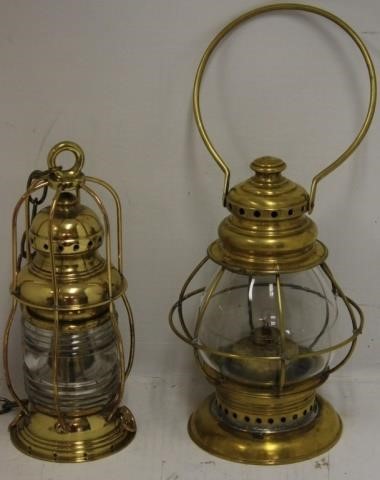 2 BRASS LANTERNS TO INCLUDE A PEAR 366c66