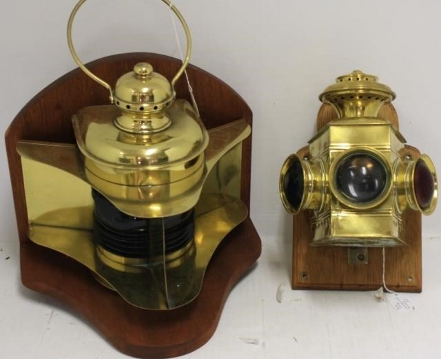 2 BRASS BOW LAMPS TO INCLUDE DIETZ