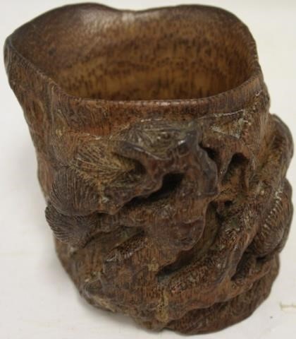 EARLY CARVED CHINESE LIBATION CUP