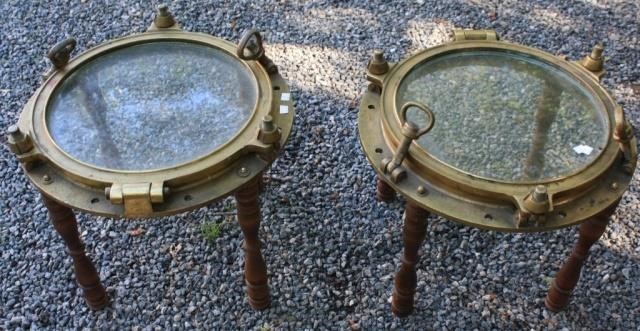 MATCHED PAIR OF 20TH C BRONZE PORTHOLE