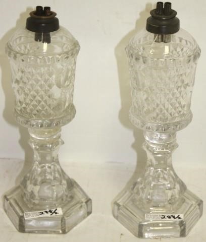 PAIR OF 19TH C WHALE OIL LAMPS  366cfb
