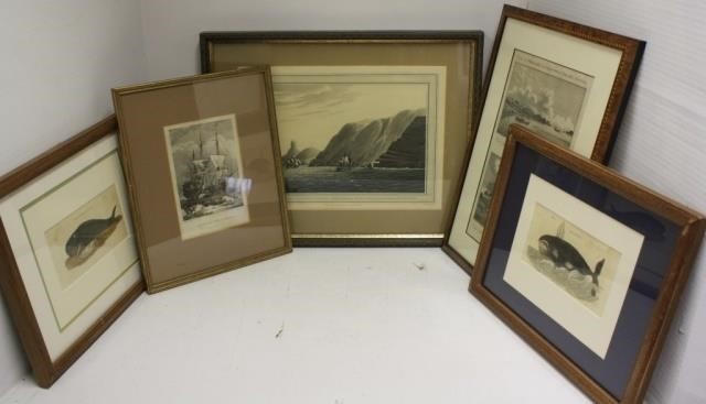 5 PRINTS RELATED TO WHALING ALL 366d34