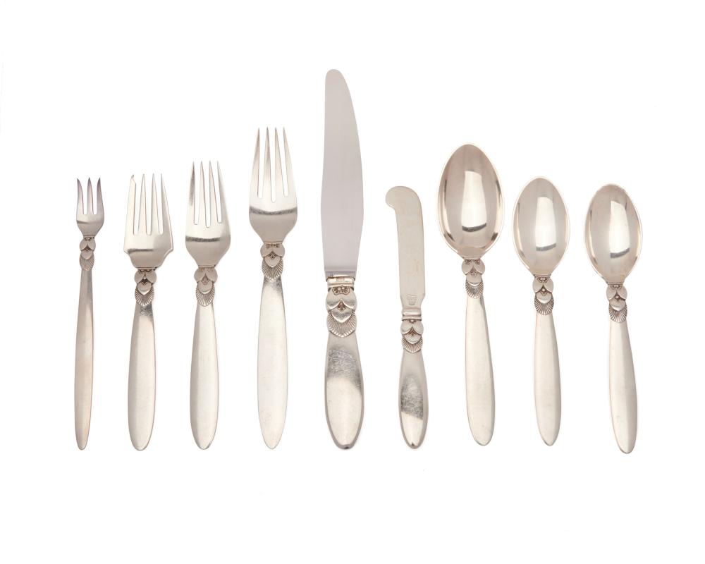 GEORG JENSEN CACTUS PATTERN SILVER FLATWARE