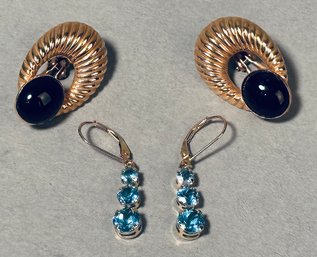 14k gold and topaz drop earrings,