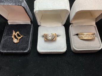 Three vintage and diamond and gold 366e52