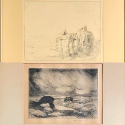 Edmund Blampied lithograph, horses,