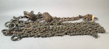 Five 64”H bronze linked chains with